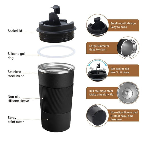 1pc; Stainless Steel Vacuum Insulated Tumbler; Coffee Travel Mug Spill Proof With Lid; T hermos Cup For Keep Hot/Ice Coffee; Tea And Beer