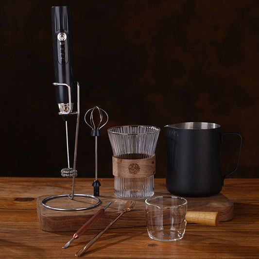 1 Milk Frother With Stand Handheld Frothing Electric Whisk With ; Speed Blender; Milk Froth; Mini Blender And Coffee Blender Froth Smoothie; Latte; EasyOptionXY LLC