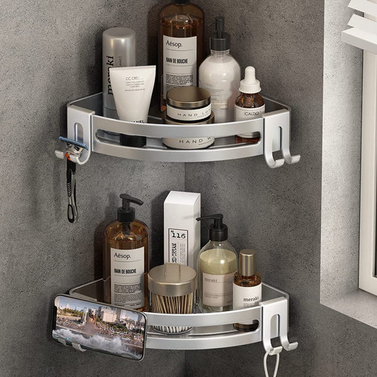 Shower Corner Shelf Caddy 2 Pack shower Organizer Corner No Drill Shower Storage Rust Proof Bathroom Corner Wall Shelf shampoo holder Silver EasyOptionXY LLC