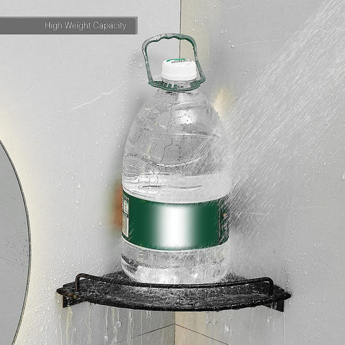 Glass Corner Shelf for Bathroom Corner Shower Shelf Black Tempered Glass Shelf with Rail Bathroom Corner Organizer Bathroom Shelves Wall Mounted EasyOptionXY LLC