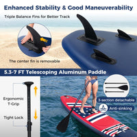 Inflatable Paddle Board with Removable Fin and Backpack