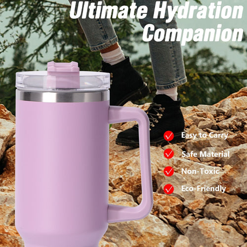 40oz large capacity tumbler, With Handle And Straw Lid, Insulated Reusable Stainless Steel Water Bottles Travel Mug Coffee Cup car cup water cup For Men Women Outdoor Camping Driving,  gift EasyOptionXY LLC