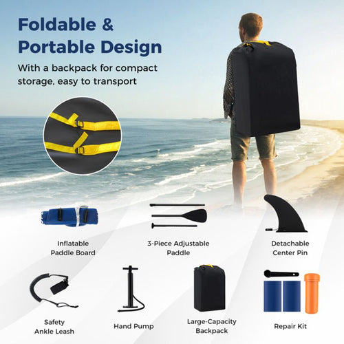 Inflatable Paddle Board with Removable Fin and Backpack