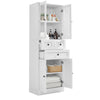Tall Bathroom Storage Cabinet, Cabinet with Four Doors and Drawers, Adjustable Shelf, MDF Board EasyOptionXY LLC