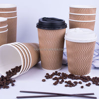 50PCS 8oz 12oz 16oz Custom Printed E co F riendly Triple Ripple Wall cup 3 Layer Disposable hot drink Coffee Paper Cups EasyOptionXY LLC