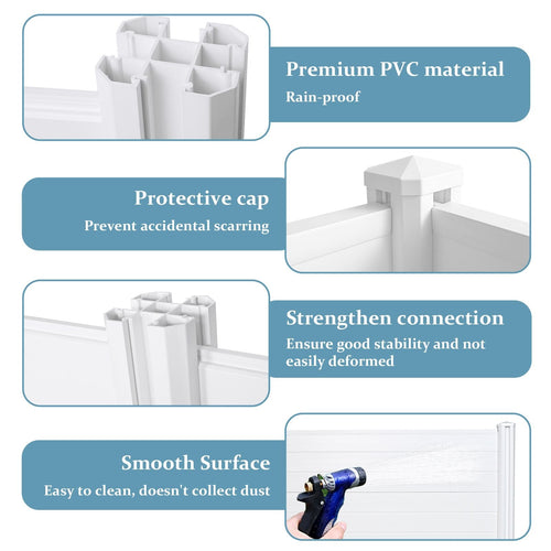 Air Conditioner Fence, Trash Can Vinyl Privacy Fence White Panel for Outside, Outdoor Pool Equipment Enclosure with Metal Stakes, (2-Pack) EasyOptionXY LLC