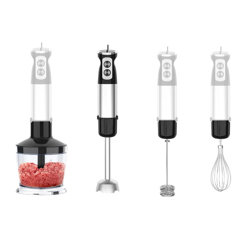 1000W 5 In 1 Immersion Hand Blender Stainless Steel Hand Mixer with 12 Speeds Turbo Mode Food Processor with 20Oz Beaker 17Oz Chopper Whisk Milk Frother EasyOptionXY LLC