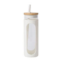 Glass Water Tumble Straw Silicone Bamboo Lids Iced Coffee Cup Bottle Reusable EasyOptionXY LLC