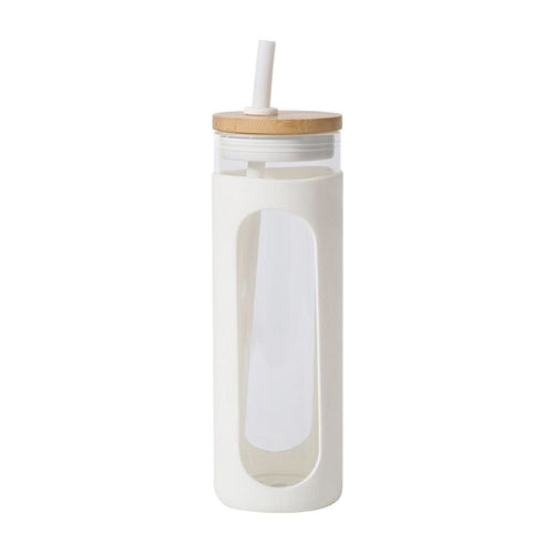 Glass Water Tumble Straw Silicone Bamboo Lids Iced Coffee Cup Bottle Reusable EasyOptionXY LLC