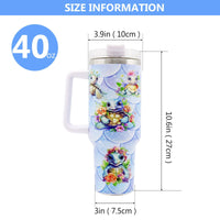 1pc 40oz Water Bottles,5D Little Turtle Series Tumbler,Large Capacity Stainless Steel Tumbler Insulation Cup With Lid And Straw For Women,Camping,Driving,skiing,Thermocoolers.Best Gift