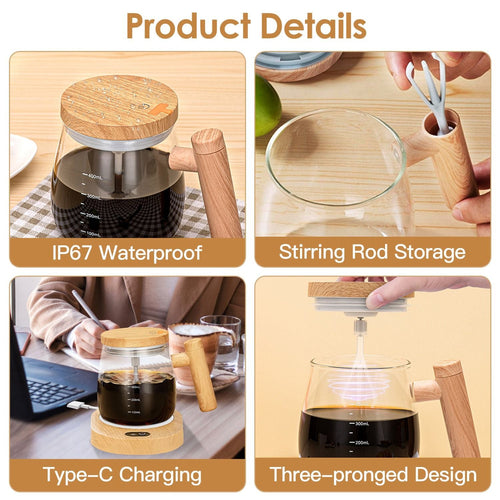 Electric Mixing Mug 400ML High Speed Mixing Cup USB Rechargeable Self String Mug with Warming Pad for Coffee Milk Protein Powder Egg EasyOptionXY LLC