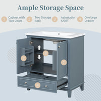 30\" Bathroom Vanity with Sink Combo, Multi-functional Bathroom Cabinet with Doors and Drawer, Solid Frame and MDF Board EasyOptionXY LLC