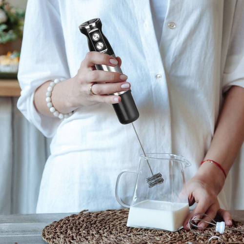 1000W 5 In 1 Immersion Hand Blender Stainless Steel Hand Mixer with 12 Speeds Turbo Mode Food Processor with 20Oz Beaker 17Oz Chopper Whisk Milk Frother EasyOptionXY LLC