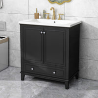30\" Bathroom Vanity with Sink Combo, Multi-functional Bathroom Cabinet with Doors and Drawer, Solid Frame and MDF Board EasyOptionXY LLC