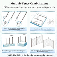 Air Conditioner Fence, Trash Can Vinyl Privacy Fence White Panel for Outside, Outdoor Pool Equipment Enclosure with Metal Stakes, (2-Pack) EasyOptionXY LLC