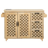 53.2"W 3D Woven Checkerboard Pattern Design Kitchen Island with Drop Leaf, Rolling Kitchen Island on Wheels with Internal Storage Rack, Power Outlet, Kitchen Cart with 3 Drawers 2 Cabinets, Nature EasyOptionXY LLC