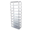 Room-saving 10-Layers 9 Lattices Non-woven Fabric Shoe Rack Black