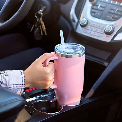 30OZ Straw Coffee Insulation Cup With Handle Portable Car Stainless Steel Water Bottle LargeCapacity Travel B PA F ree Thermal Mug EasyOptionXY LLC
