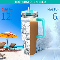 40oz 5D cowprint Insulated Tumbler With Handle And Straw Lid Portable Large Capacity water bottle, Heat preservation,304 Stainless Steel Cup For Outdoor Sports, Travel & Camping Birthday Gift EasyOptionXY LLC