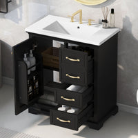 30" Bathroom Vanity with Sink, One Package, Bathroom Cabinet with Drawers, Solid Frame and MDF Board EasyOptionXY LLC