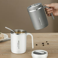 1pc Stainless Steel Cups With Lid; 16 Oz 304 Stainless Steel Tumblers Durable Coffee Mug With Splash Proof Sliding Lid; Drink With Lid Open; Non-Insulated Mug; Without Straw