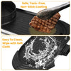2 in 1 Electric Hot Pot with BBQ Grill Cooker 2200W Smokeless Non-Stick Korean BBQ Grill Shabu Shabu Hot Pot with Independent Temperature Control 5 Gears Firepower For 2-10 People