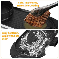 2 in 1 Electric Hot Pot with BBQ Grill Cooker 2200W Smokeless Non-Stick Korean BBQ Grill Shabu Shabu Hot Pot with Independent Temperature Control 5 Gears Firepower For 2-10 People