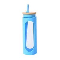 Glass Water Tumble Straw Silicone Bamboo Lids Iced Coffee Cup Bottle Reusable EasyOptionXY LLC