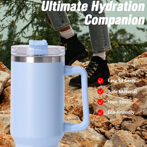 40oz large capacity tumbler, With Handle And Straw Lid, Insulated Reusable Stainless Steel Water Bottles Travel Mug Coffee Cup car cup water cup For Men Women Outdoor Camping Driving,  gift EasyOptionXY LLC