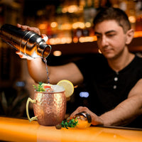 4Pcs Moscow Mule Mugs 18OZ Copper Plating Cocktail Cup Set With Straws Stainless Steel Lining Hammered Cups For Wine Beer Cocktail Cold Drinks EasyOptionXY LLC