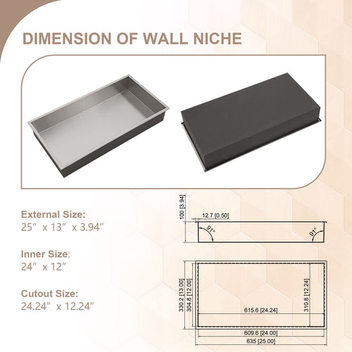 Brushed Stainless Steel Wall Shower  Niche , Double Recessed Shower Shelf for Bathroom EasyOptionXY LLC