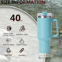 40oz large capacity tumbler, With Handle And Straw Lid, Insulated Reusable Stainless Steel Water Bottles Travel Mug Coffee Cup car cup water cup For Men Women Outdoor Camping Driving,  gift EasyOptionXY LLC