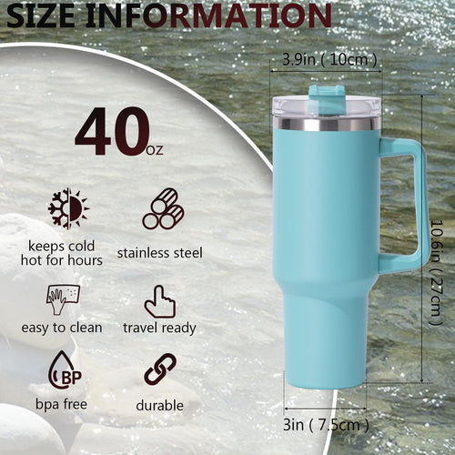 40oz large capacity tumbler, With Handle And Straw Lid, Insulated Reusable Stainless Steel Water Bottles Travel Mug Coffee Cup car cup water cup For Men Women Outdoor Camping Driving,  gift EasyOptionXY LLC