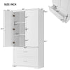 Tall Bathroom Storage Cabinet, Cabinet with Two Doors and Drawers, Adjustable Shelf, MDF Board EasyOptionXY LLC