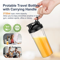 KOIOS 900W Smoothie Blender, Personal Blender for Shakes and Smoothies with 2 No-BPA 22 oz Portable Blender Bottles and To-Go Lids, Single Serve Mixer Blender for Juices Baby Food, Nutritious Recipe