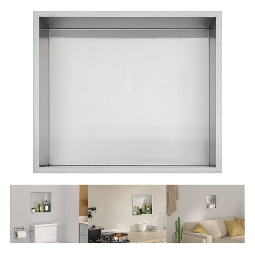 Brushed Stainless Steel Wall Shower  Niche , Double Recessed Shower Shelf for Bathroom EasyOptionXY LLC