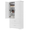 Tall Bathroom Storage Cabinet, Cabinet with Two Doors and Drawers, Adjustable Shelf, MDF Board EasyOptionXY LLC