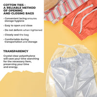 Clear Drawstring Bag, 10 x 12 Inches. Pack of 100 Clear Plastic Drawstring Bags. 2 Mil Drawstring Clear Plastic Bags. Waterproof Clear Plastic Bags Drawstring for Cosmetics, Toiletries