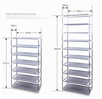 Room-saving 10-Layers 9 Lattices Non-woven Fabric Shoe Rack Black