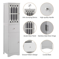 Tall Bathroom Cabinet, Freestanding Storage Cabinet with Drawer and Doors, MDF Board, Acrylic Door, Adjustable Shelf EasyOptionXY LLC