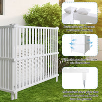 Air Conditioner Fence, Trash Can Vinyl Privacy Fence White Panel for Outside, Outdoor Pool Equipment Enclosure with Metal Stakes, (2-Pack) EasyOptionXY LLC