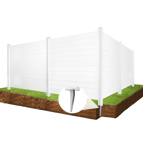 Air Conditioner Fence, Trash Can Vinyl Privacy Fence White Panel for Outside, Outdoor Pool Equipment Enclosure with Metal Stakes, (2-Pack) EasyOptionXY LLC