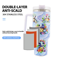 1pc 40oz Water Bottles,5D Little Turtle Series Tumbler,Large Capacity Stainless Steel Tumbler Insulation Cup With Lid And Straw For Women,Camping,Driving,skiing,Thermocoolers.Best Gift