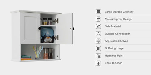 23 "x22" Bathroom Wall Cabinet Wooden Medicine Cabinet MDF Material Storage Organizer with Buffer Hinges;  adjustable Shelves Cupboard Storage Cabinet with Handles EasyOptionXY LLC