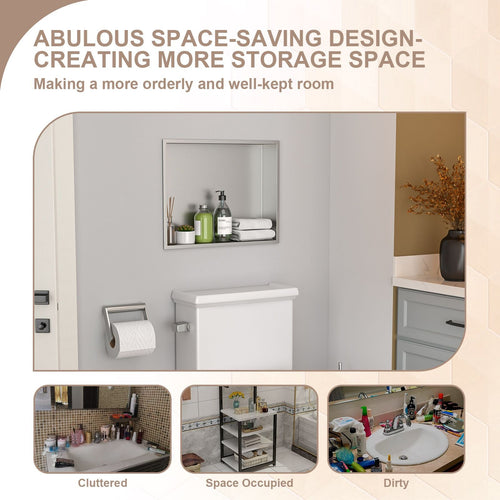 Brushed Stainless Steel Wall Shower  Niche , Double Recessed Shower Shelf for Bathroom EasyOptionXY LLC