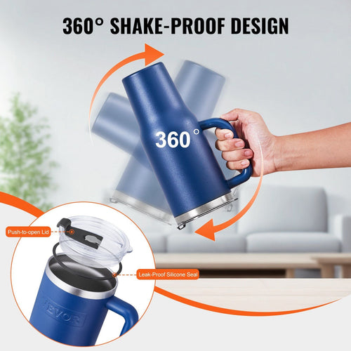 40 oz Insulated Water Bottle Stainless Steel Coffee Cup Handheld Blue EasyOptionXY LLC
