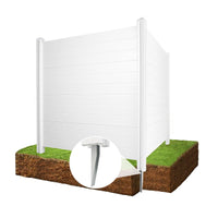 Air Conditioner Fence, Trash Can Vinyl Privacy Fence White Panel for Outside, Outdoor Pool Equipment Enclosure with Metal Stakes, (2-Pack) EasyOptionXY LLC