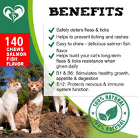 Flea and Tick Prevention Chewable Pills for Cats Revolution Oral Flea Treatment for Pets Pest Control & Natural Defense Chewables Small Tablets Salmon Fish Taste EasyOptionXY LLC