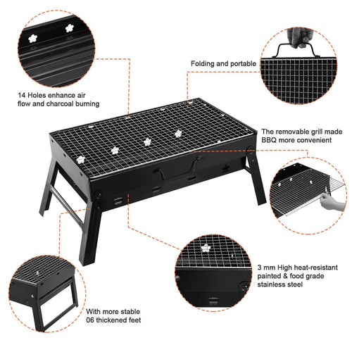 Portable Charcoal BBQ Grill – Lightweight Folding Smoker for Outdoors