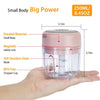 Mini Electric Garlic Chopper 8.45OZ Cordless Garlic Mincer Food Chopper